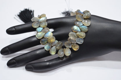 Labradorite Pear Shape Beads , Sold By Strand , 7 Inches , 8x11 - 9x13 mm , 32465