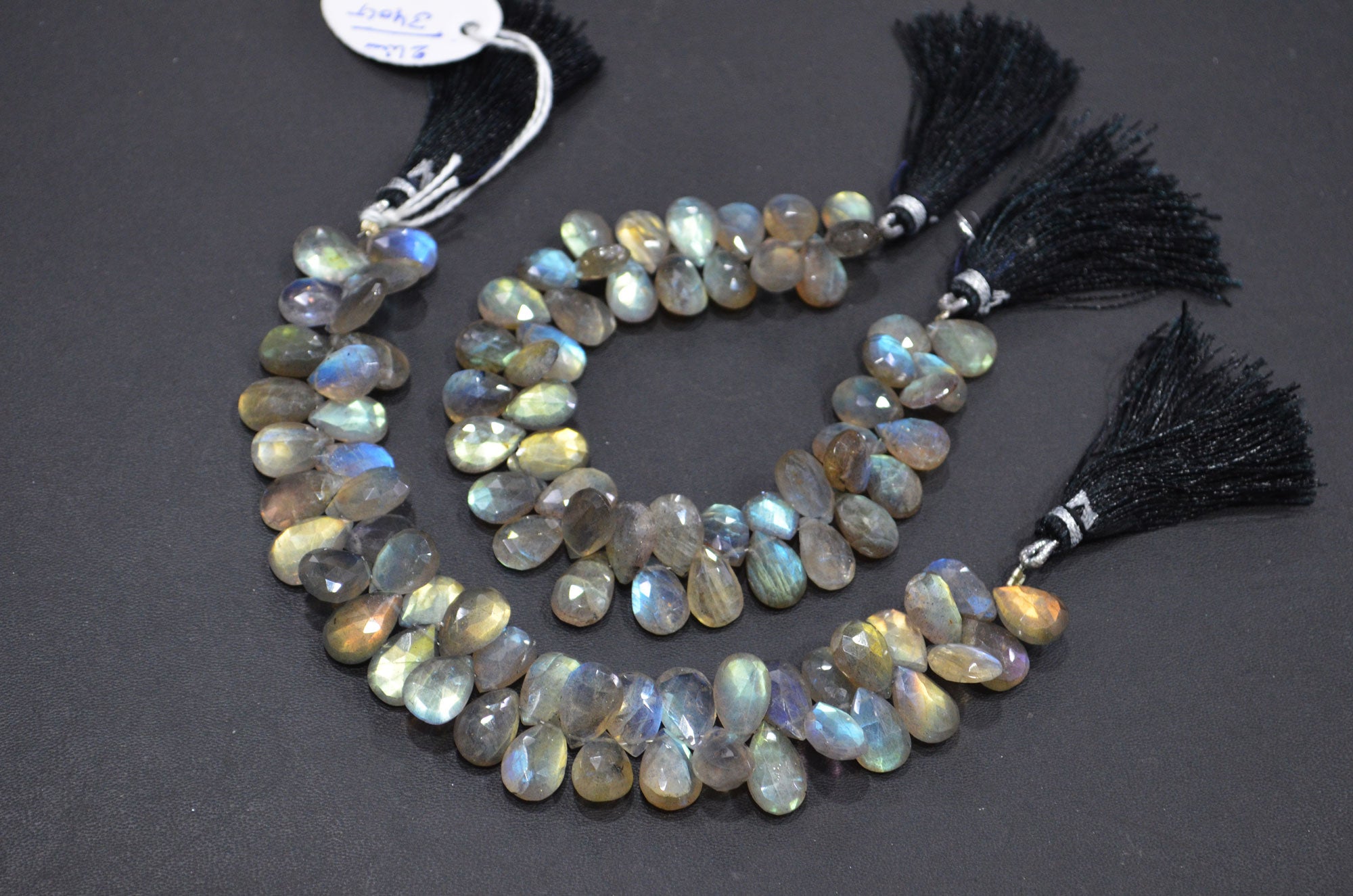 Labradorite Pear Shape Beads , Sold By Strand , 7 Inches , 8x11 - 9x13 mm , 32465