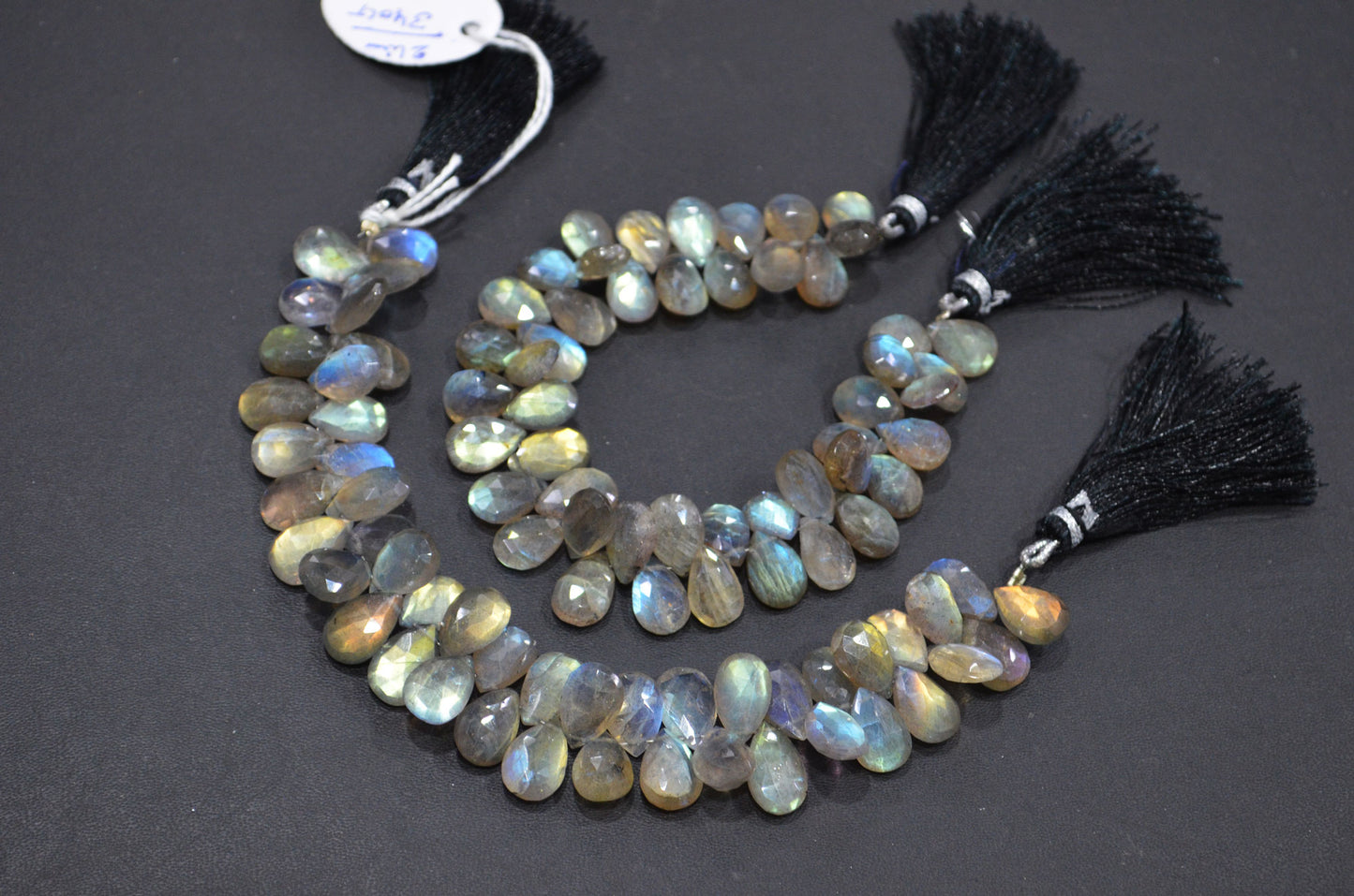 Labradorite Pear Shape Beads , Sold By Strand , 7 Inches , 8x11 - 9x13 mm , 32465