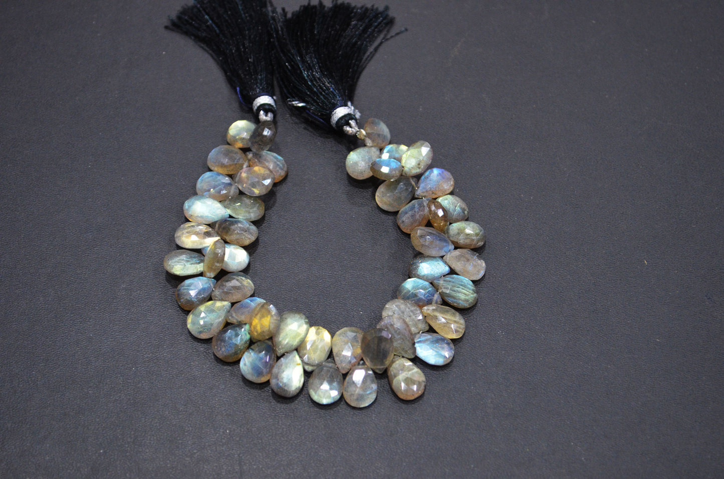 Labradorite Pear Shape Beads , Sold By Strand , 7 Inches , 8x11 - 9x13 mm , 32465