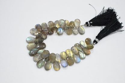 Labradorite Pear Shape Beads , Sold By Strand , 7 Inches , 9x12 - 10x15 mm , 32468
