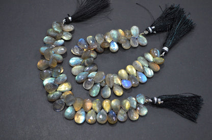 Labradorite Pear Shape Beads , Sold By Strand , 7 Inches , 9x12 - 10x15 mm , 32468