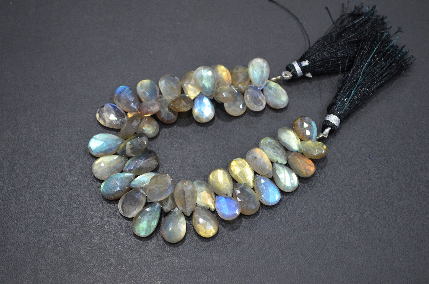 Labradorite Pear Shape Beads , Sold By Strand , 7 Inches , 9x12 - 10x15 mm , 32468