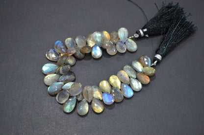 Labradorite Pear Shape Beads , Sold By Strand , 7 Inches , 9x12 - 10x15 mm , 32468