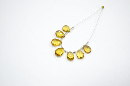 7 Pieces In A Strand Beer Quartz Pear Shape Beads , Sold By Strand , 8x12 - 11x14 mm , 32469