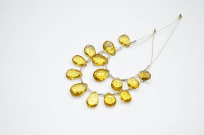 7 Pieces In A Strand Beer Quartz Pear Shape Beads , Sold By Strand , 8x12 - 11x14 mm , 32469