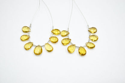 7 Pieces In A Strand Beer Quartz Pear Shape Beads , Sold By Strand , 8x12 - 11x14 mm , 32469