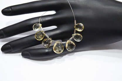 7 Pieces In A Strand Beer Quartz Pear Shape Beads , Sold By Strand , 7x11 - 12x14 mm , 32471