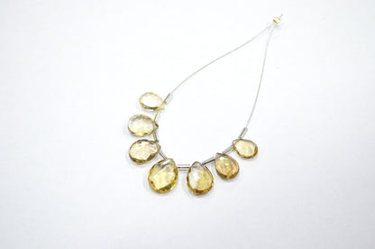 7 Pieces In A Strand Beer Quartz Pear Shape Beads , Sold By Strand , 7x11 - 12x14 mm , 32471