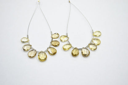 7 Pieces In A Strand Beer Quartz Pear Shape Beads , Sold By Strand , 7x11 - 12x14 mm , 32471