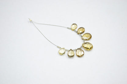 7 Pieces In A Strand Beer Quartz Pear Shape Beads , Sold By Strand , 7x11 - 12x14 mm , 32471