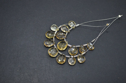 7 Pieces In A Strand Beer Quartz Pear Shape Beads , Sold By Strand , 7x11 - 12x14 mm , 32471