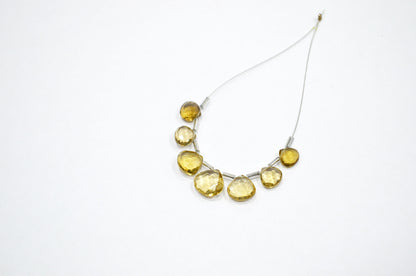 7 Pieces In A Strand Beer Quartz Heart Shape Beads , Sold By Strand , 7x7 - 11x11 mm , 32475