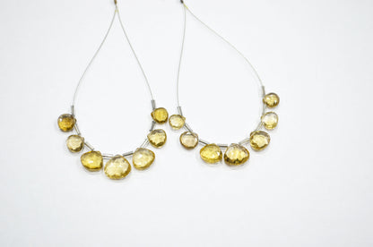 7 Pieces In A Strand Beer Quartz Heart Shape Beads , Sold By Strand , 7x7 - 11x11 mm , 32475