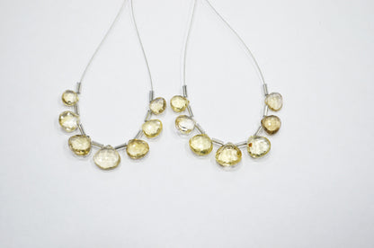 7 Pieces In A Strand Beer Quartz Heart Shape Beads , Sold By Strand , 5x5 - 11x11 mm , 32476