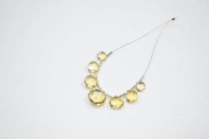 7 Pieces In A Strand Beer Quartz Heart Shape Beads , Sold By Strand , 7x7 - 13x13 mm , 32477