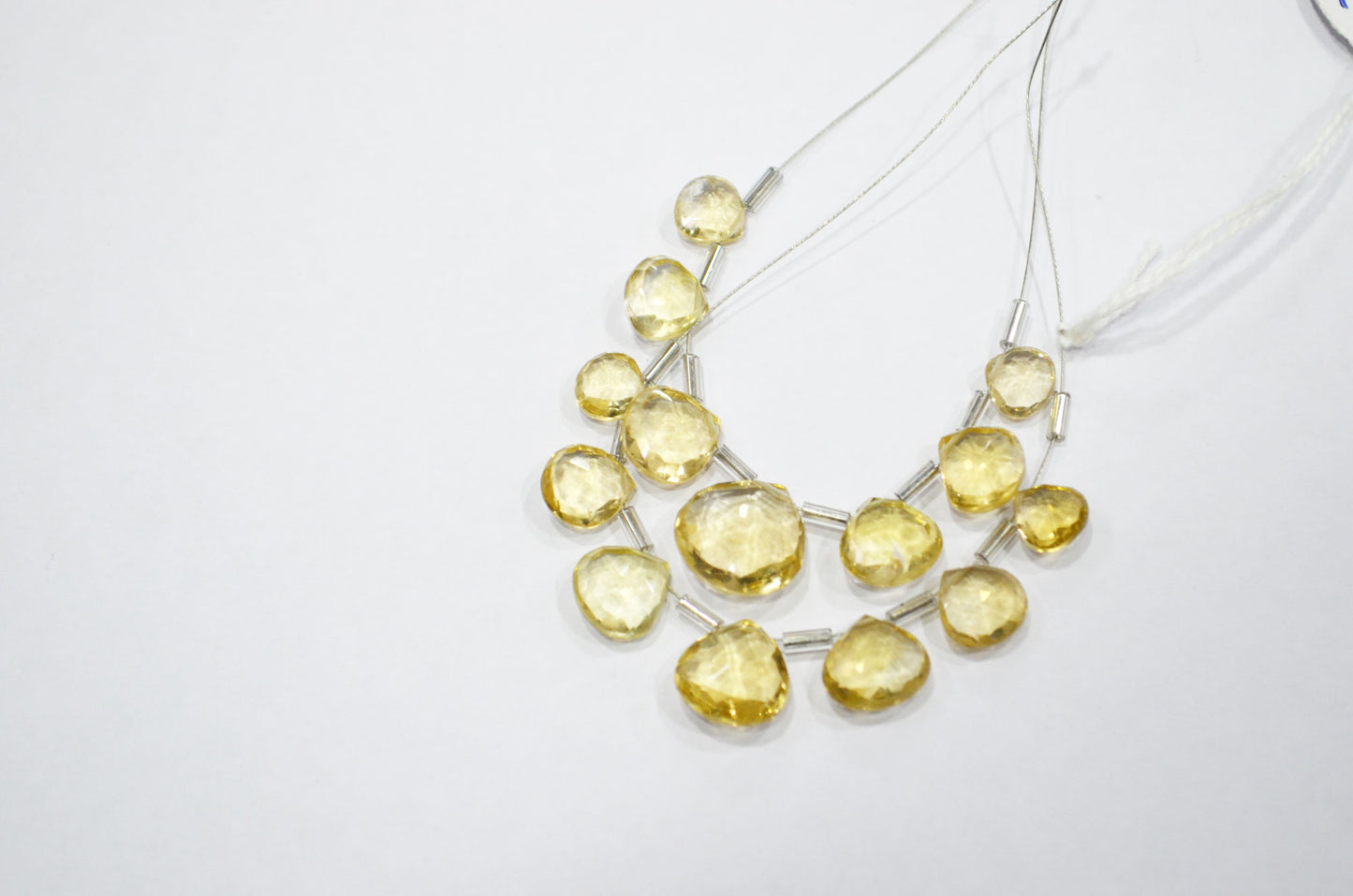 7 Pieces In A Strand Beer Quartz Heart Shape Beads , Sold By Strand , 7x7 - 13x13 mm , 32477