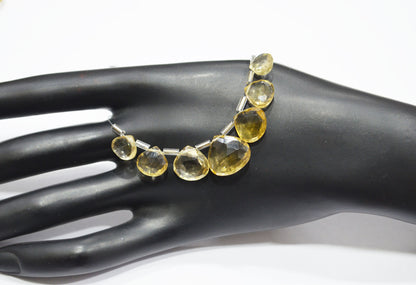 7 Pieces In A Strand Beer Quartz Heart Shape Beads , Sold By Strand , 8x8 - 13x13 mm , 32478