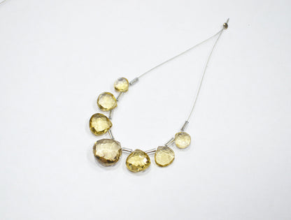 7 Pieces In A Strand Beer Quartz Heart Shape Beads , Sold By Strand , 8x8 - 13x13 mm , 32478