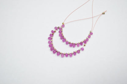 15 Pieces In A Strand Pink Sapphire Glass Filled Tear Drops Shape Beads , 3x4.50 - 4x5.50 mm , 32484