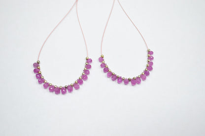 15 Pieces In A Strand Pink Sapphire Glass Filled Tear Drops Shape Beads , 3x4.50 - 4x5.50 mm , 32484