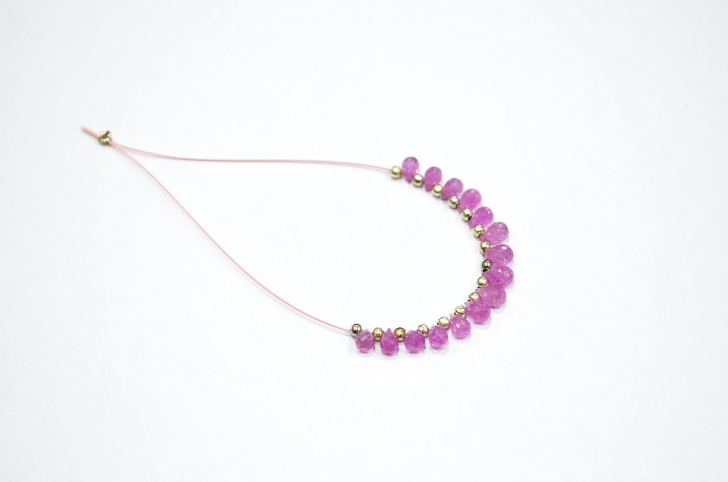 15 Pieces In A Strand Pink Sapphire Glass Filled Tear Drops Shape Beads , 3x4.50 - 4x5.50 mm , 32484