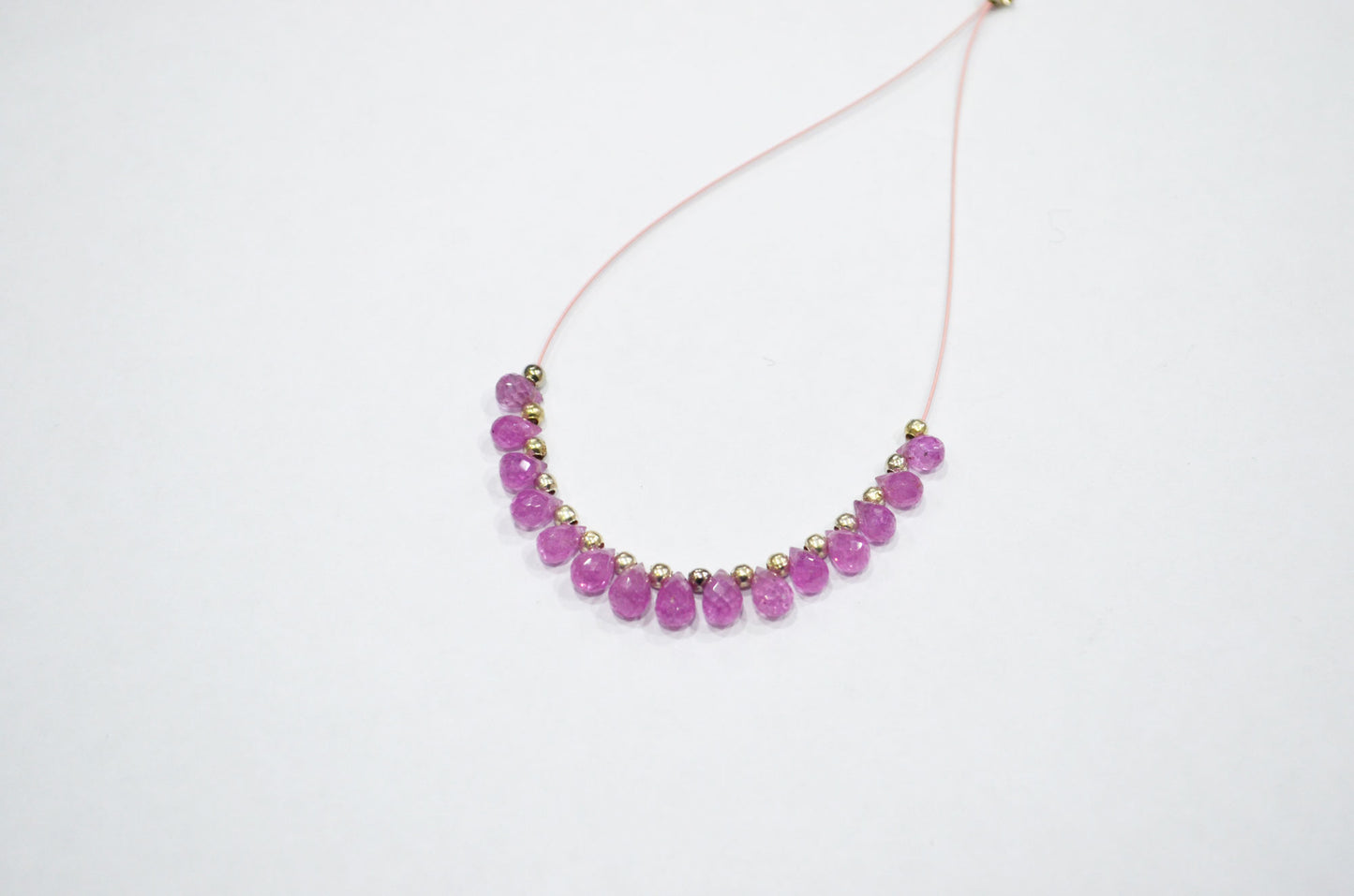 15 Pieces In A Strand Pink Sapphire Glass Filled Tear Drops Shape Beads , 3x4.50 - 4x5.50 mm , 32484