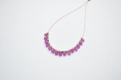 15 Pieces In A Strand Pink Sapphire Glass Filled Tear Drops Shape Beads , 3x4.50 - 4x5.50 mm , 32484