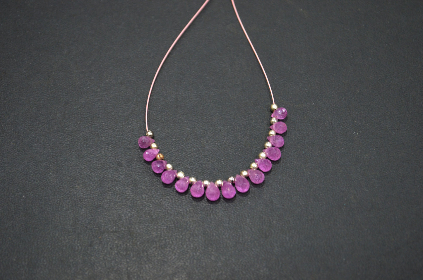 15 Pieces In A Strand Pink Sapphire Glass Filled Tear Drops Shape Beads , 3x4.50 - 4x5.50 mm , 32484