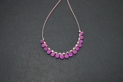 15 Pieces In A Strand Pink Sapphire Glass Filled Tear Drops Shape Beads , 3x4.50 - 4x5.50 mm , 32484