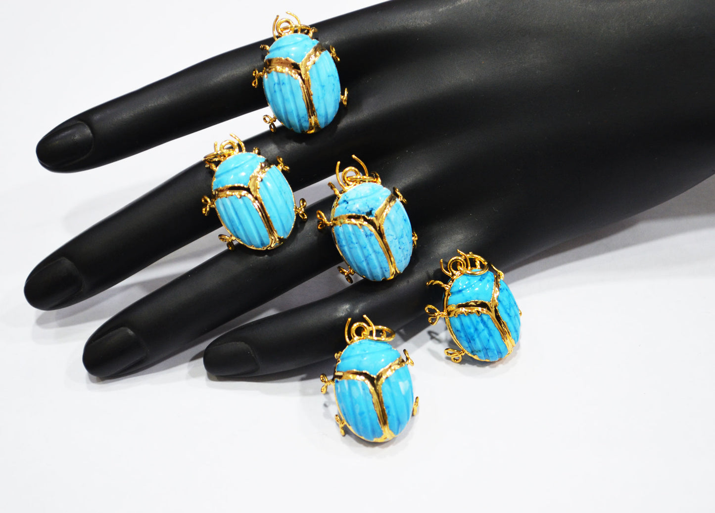 Turquoise Electroplated Beetle Pendant , Egyptian Scarab Turquoise Charm , Sold By Piece , Use To Make Jewelry , 2 - 2.25 cm , 32486