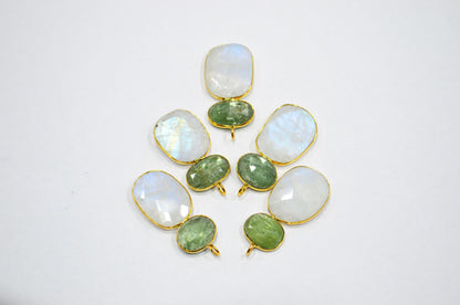 Rainbow Moonstone With Green Kyanite Fancy Shape Connector , Sold By Piece , 38 - 45 mm , 32493