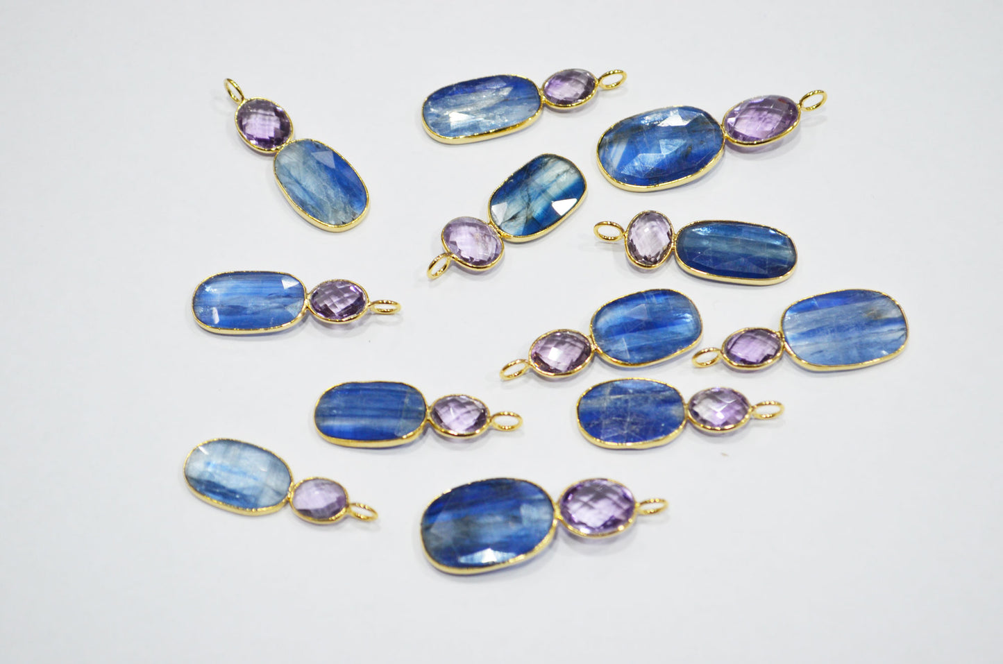 Pink Amethyst With Himalayan Blue Kyanite Fancy Shape Connector , Sold By Piece , 35 - 45 mm , 32494