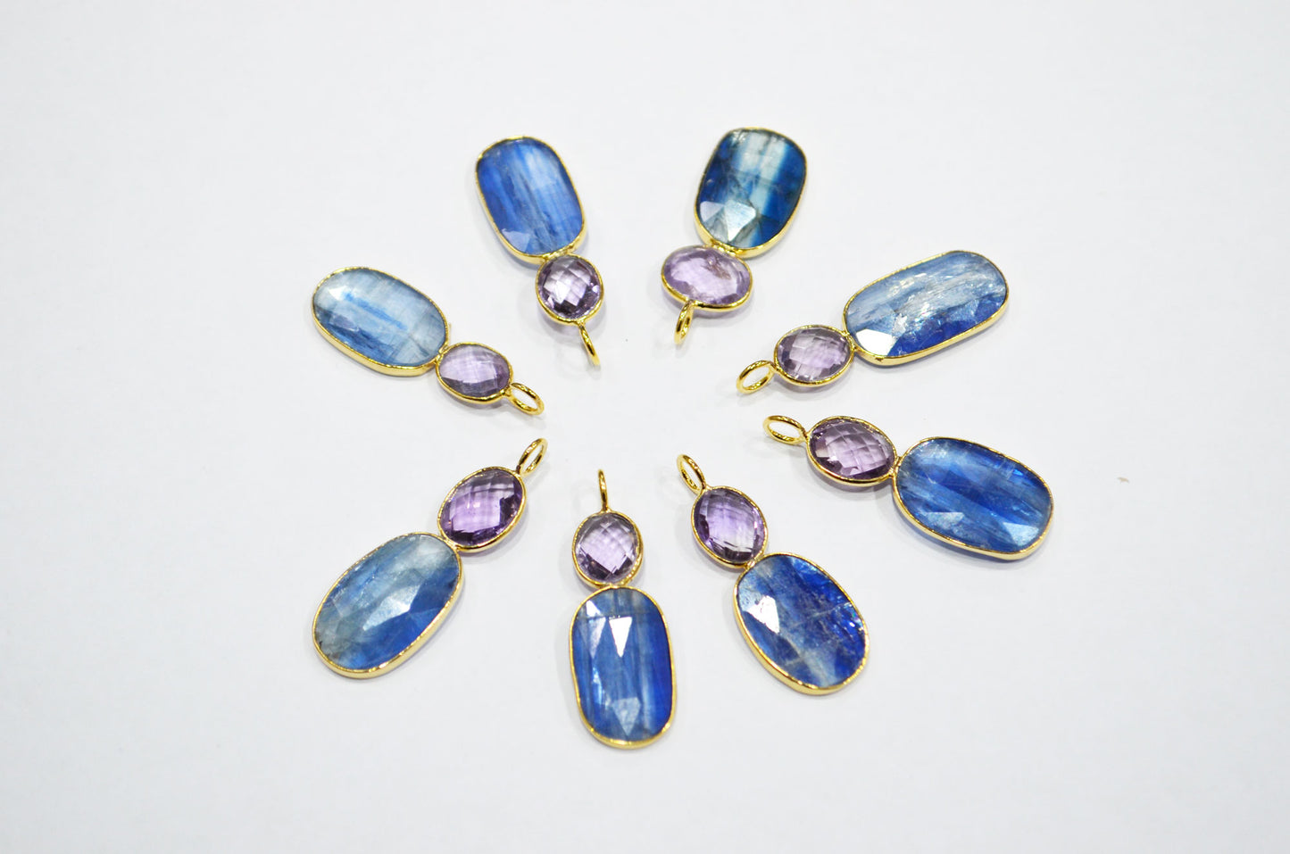 Pink Amethyst With Himalayan Blue Kyanite Fancy Shape Connector , Sold By Piece , 35 - 45 mm , 32494