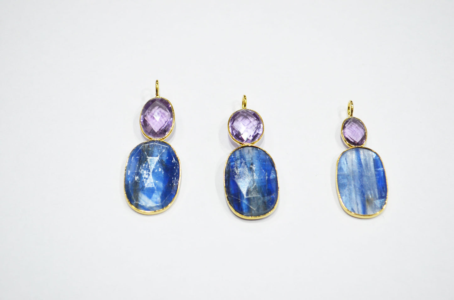 Pink Amethyst With Himalayan Blue Kyanite Fancy Shape Connector , Sold By Piece , 35 - 45 mm , 32494