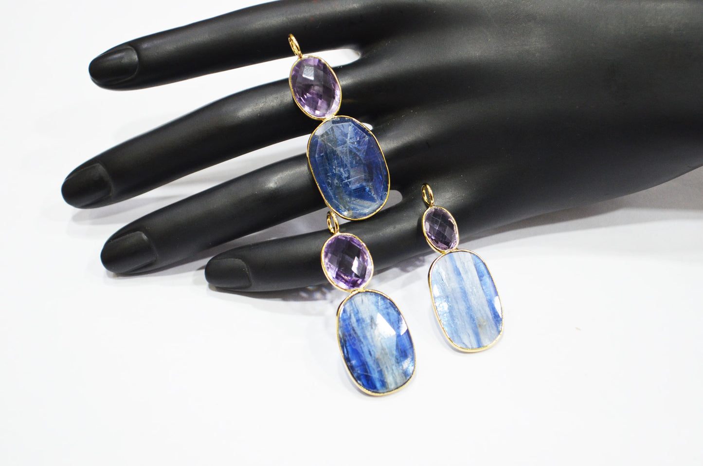 Pink Amethyst With Himalayan Blue Kyanite Fancy Shape Connector , Sold By Piece , 35 - 45 mm , 32494