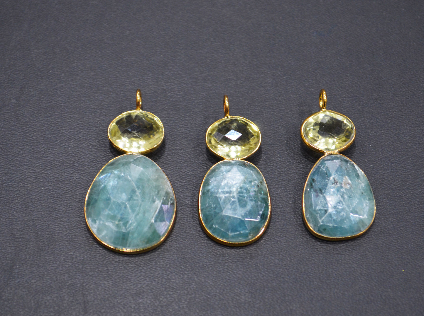 Lemon Quartz With Kyanite Fancy Shape Connector , Sold By Piece , 35 - 40 mm , 32496