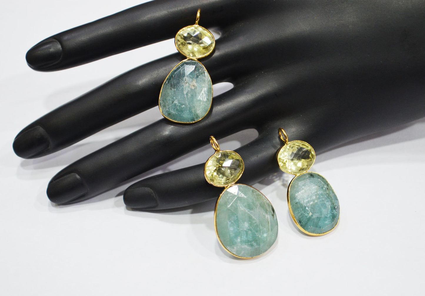 Lemon Quartz With Kyanite Fancy Shape Connector , Sold By Piece , 35 - 40 mm , 32496