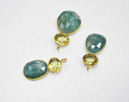 Lemon Quartz With Kyanite Fancy Shape Connector , Sold By Piece , 35 - 40 mm , 32496