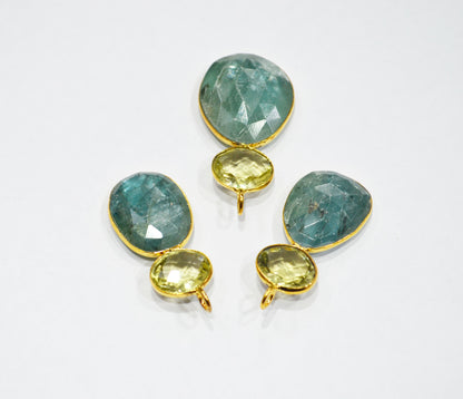 Lemon Quartz With Kyanite Fancy Shape Connector , Sold By Piece , 35 - 40 mm , 32496