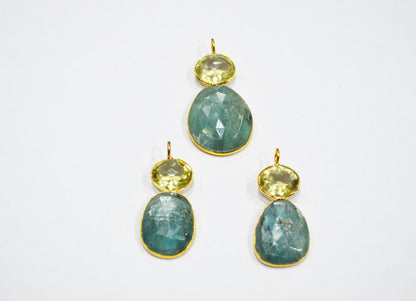 Lemon Quartz With Kyanite Fancy Shape Connector , Sold By Piece , 35 - 40 mm , 32496