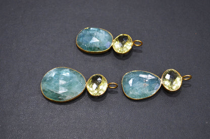 Lemon Quartz With Kyanite Fancy Shape Connector , Sold By Piece , 35 - 40 mm , 32496