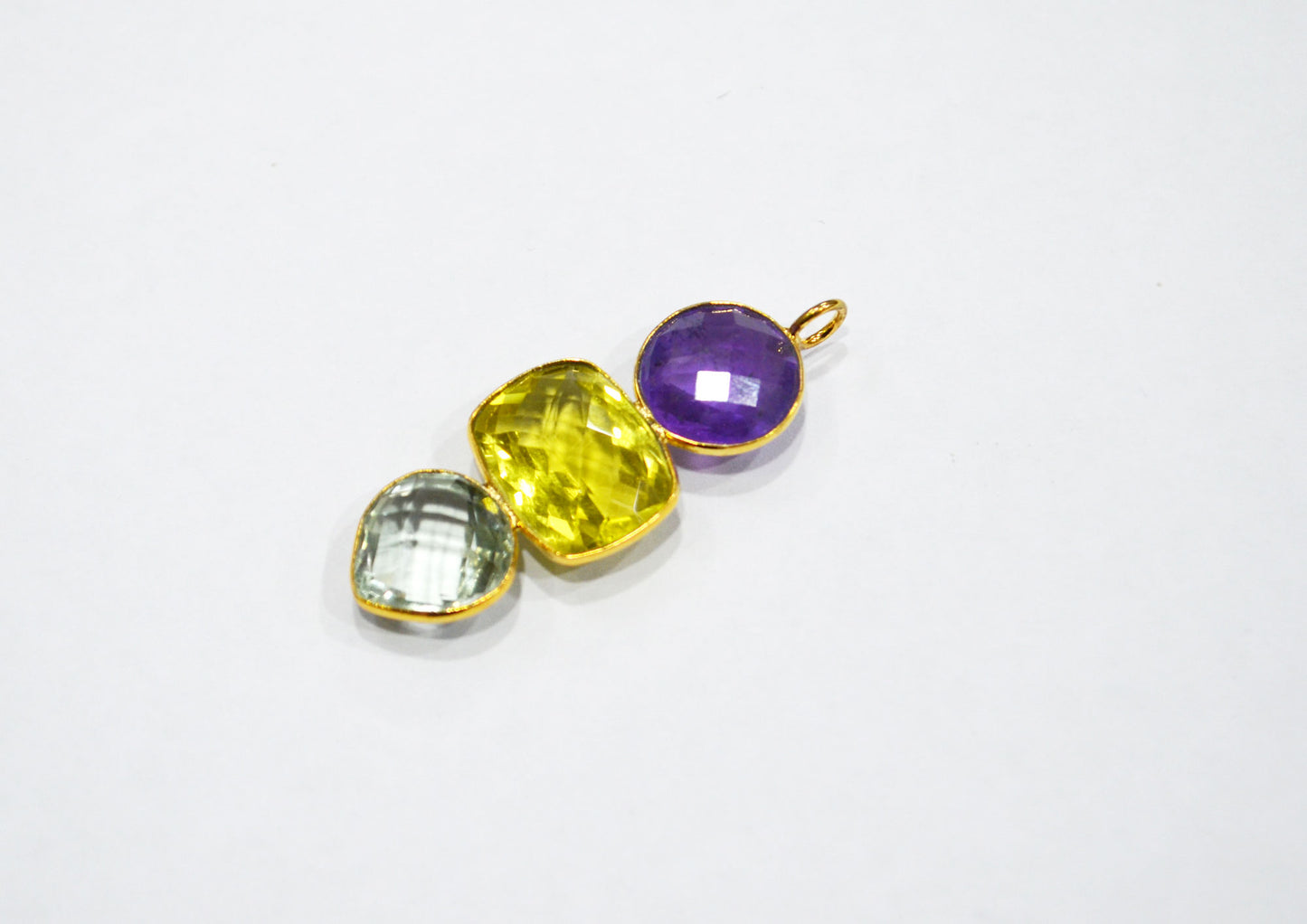 Amethyst With Green Amethyst And Lemon Quartz Fancy Shape Connector , Sold By Piece , 44 mm , 32497