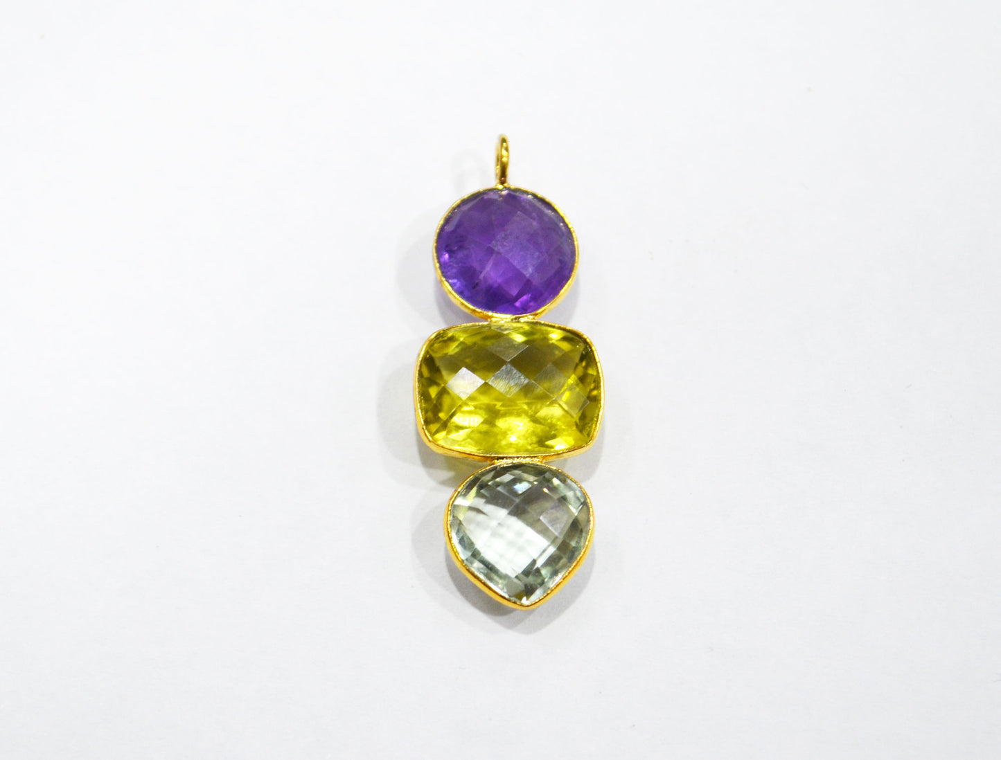 Amethyst With Green Amethyst And Lemon Quartz Fancy Shape Connector , Sold By Piece , 44 mm , 32497