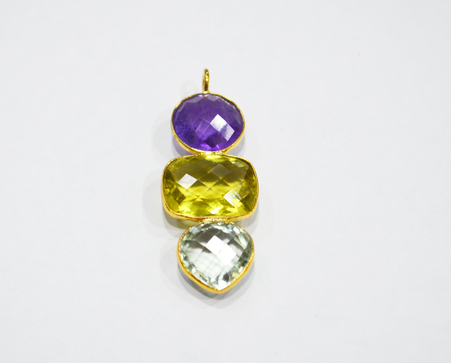Amethyst With Green Amethyst And Lemon Quartz Fancy Shape Connector , Sold By Piece , 44 mm , 32497