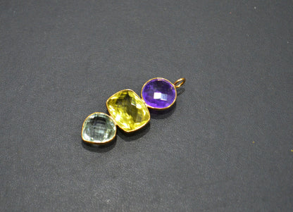 Amethyst With Green Amethyst And Lemon Quartz Fancy Shape Connector , Sold By Piece , 44 mm , 32497