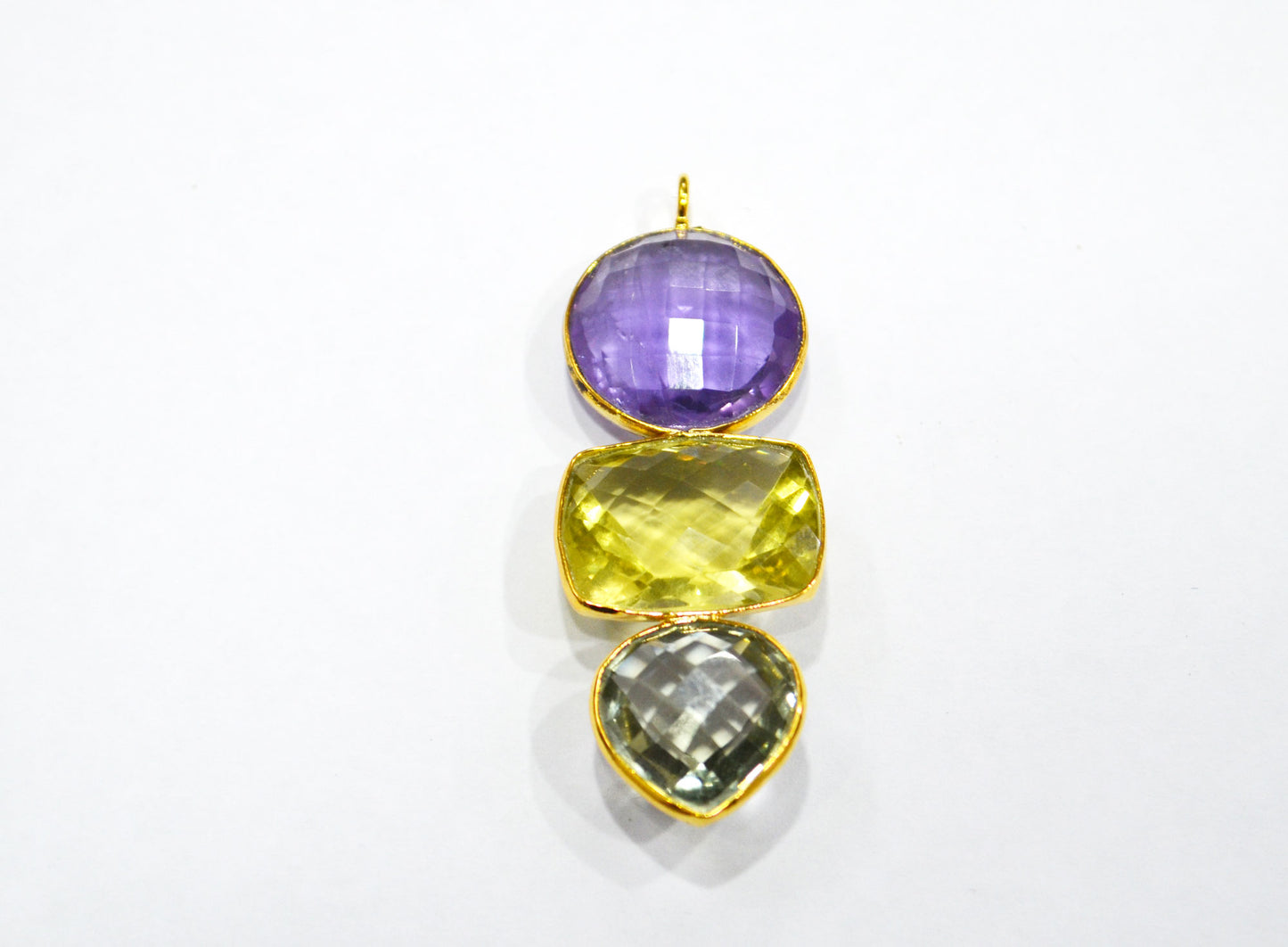 Amethyst With Green Amethyst And Lemon Quartz Fancy Shape Connector , Sold By Piece , 55 mm , 32498