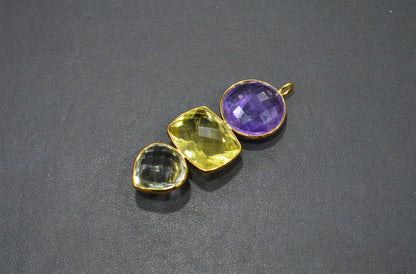 Amethyst With Green Amethyst And Lemon Quartz Fancy Shape Connector , Sold By Piece , 55 mm , 32498