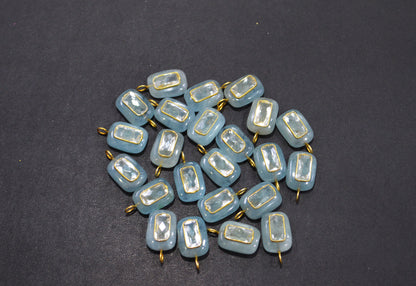 Aquamarine Smooth Baguette Shape With Topaz Inlay Single Bail Connector , Sold By Piece , 13x18 mm , 32501