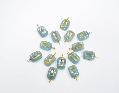 Aquamarine Smooth Baguette Shape With Topaz Inlay Single Bail Connector , Sold By Piece , 13x18 mm , 32501